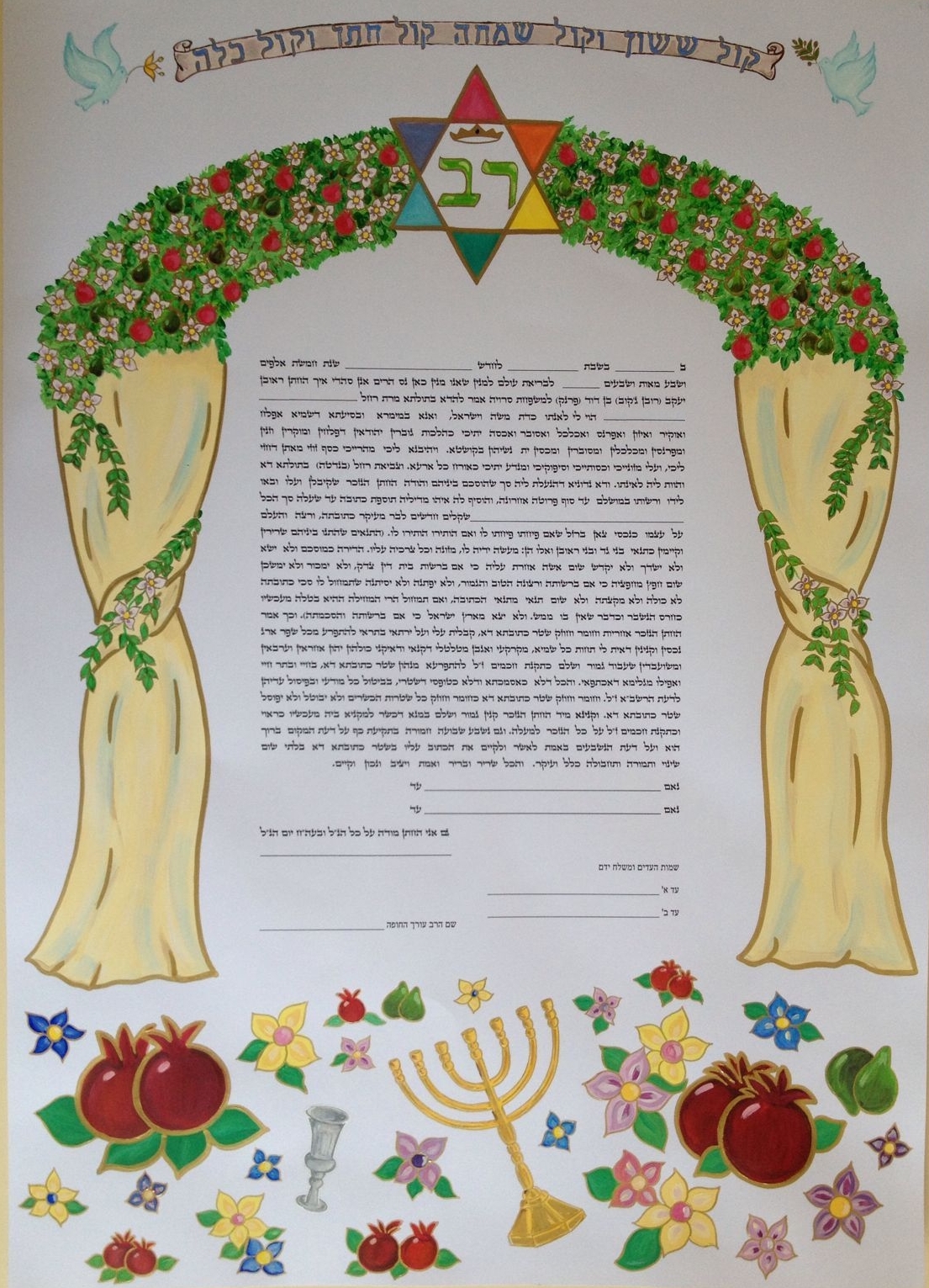 Chuppah floreale (Testo stampato)